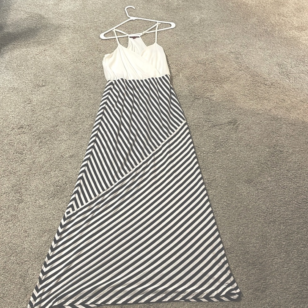 Black and white striped maxi dress